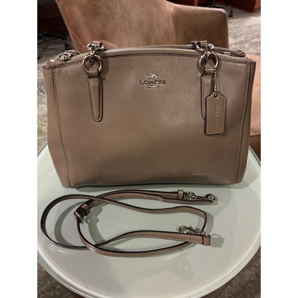 Coach Small Christie Carryall in Taupe Crossgrain Leather